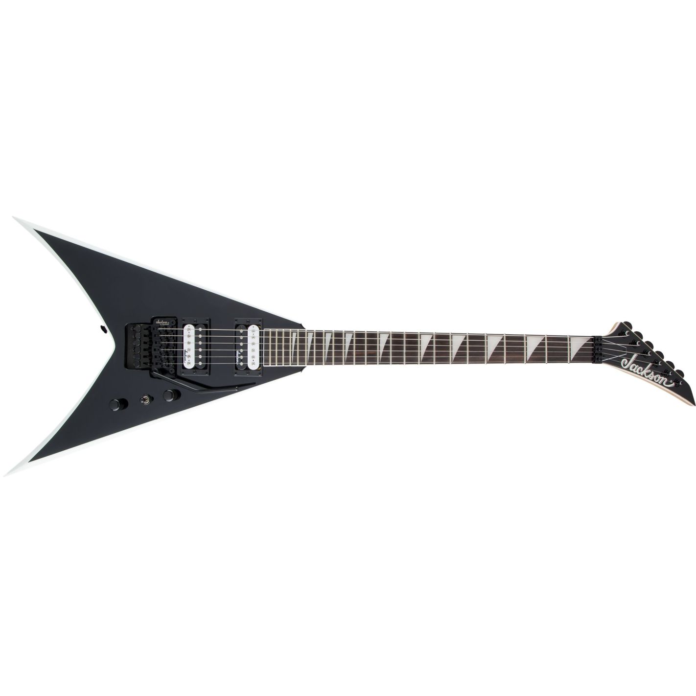 JACKSON JS32 KING V BLACK-WHITE BEVELS