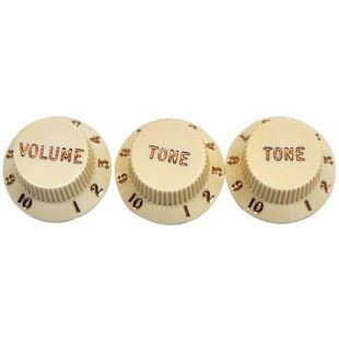 FENDER STRAT KNOBS AGED WHITE 1V 2T