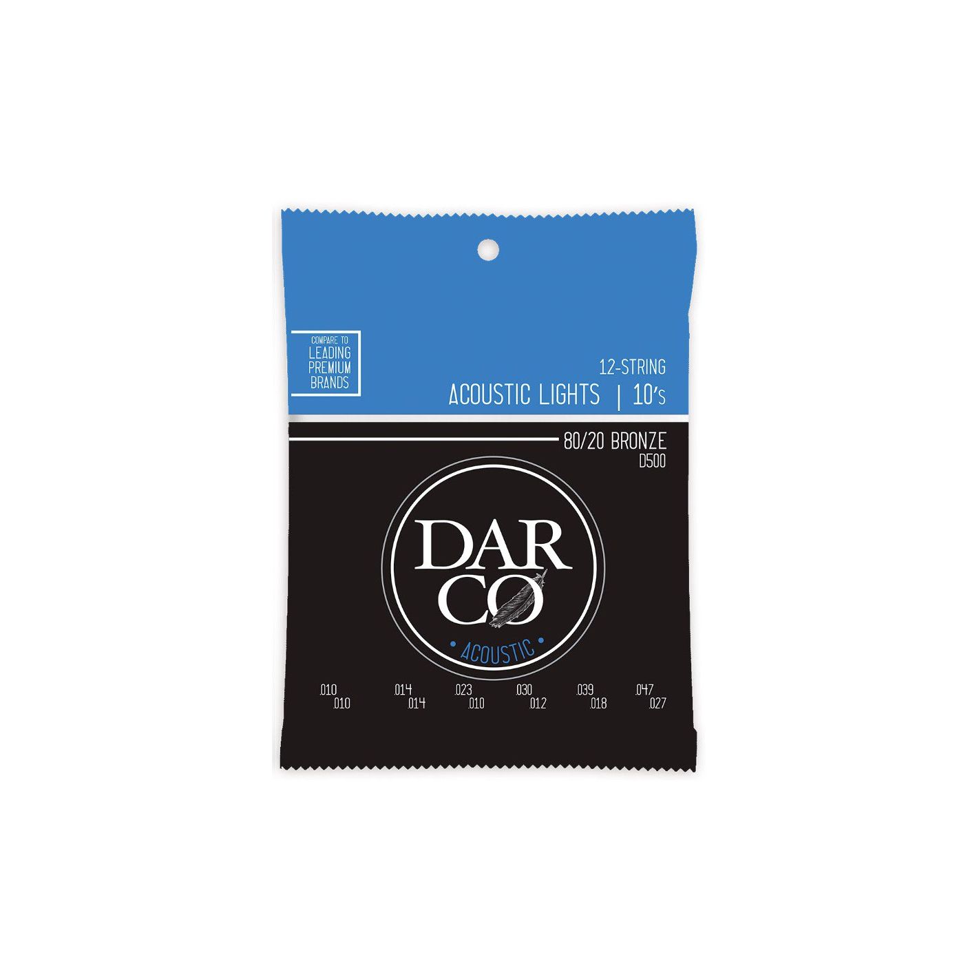 DARCO D500 12-STRING 80-20 BRONZE ACOUSTIC LIGHTS 10S