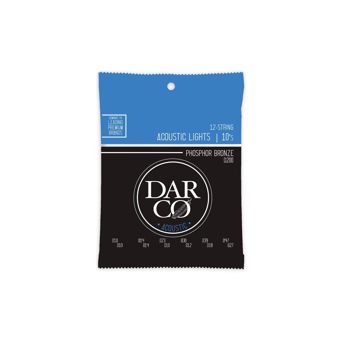 DARCO D200 12-STRING PHOSPHOR BRONZE ACOUSTIC LIGHTS 10S