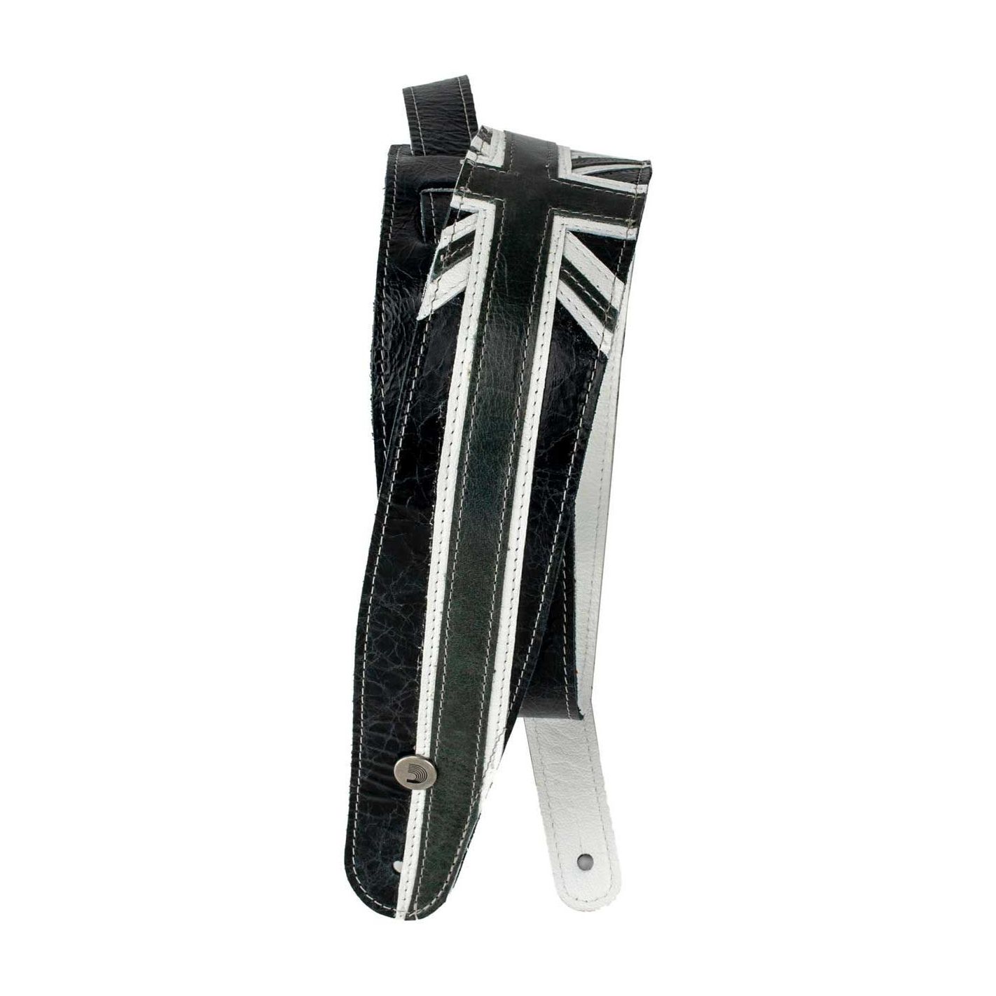 DADDARIO 50PRL04 PREMIUM LEATHER UNION JACK BK AND WH