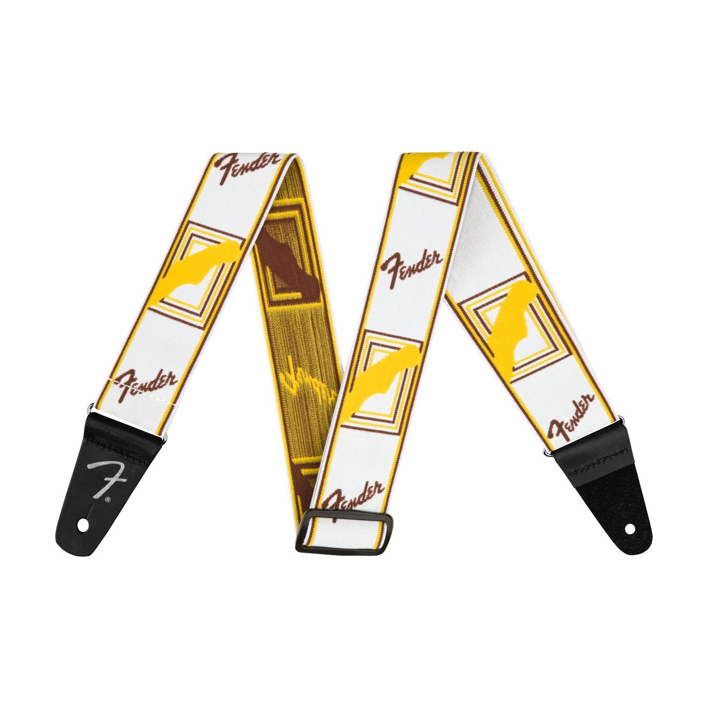 FENDER WEIGHLESS MONOGRAMMED STRAP WHITE BROWN YELLOW