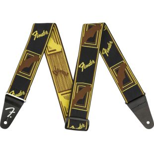 FENDER WEIGHLESS MONOGRAMMED STRAP BLACK YELLOW BROWN
