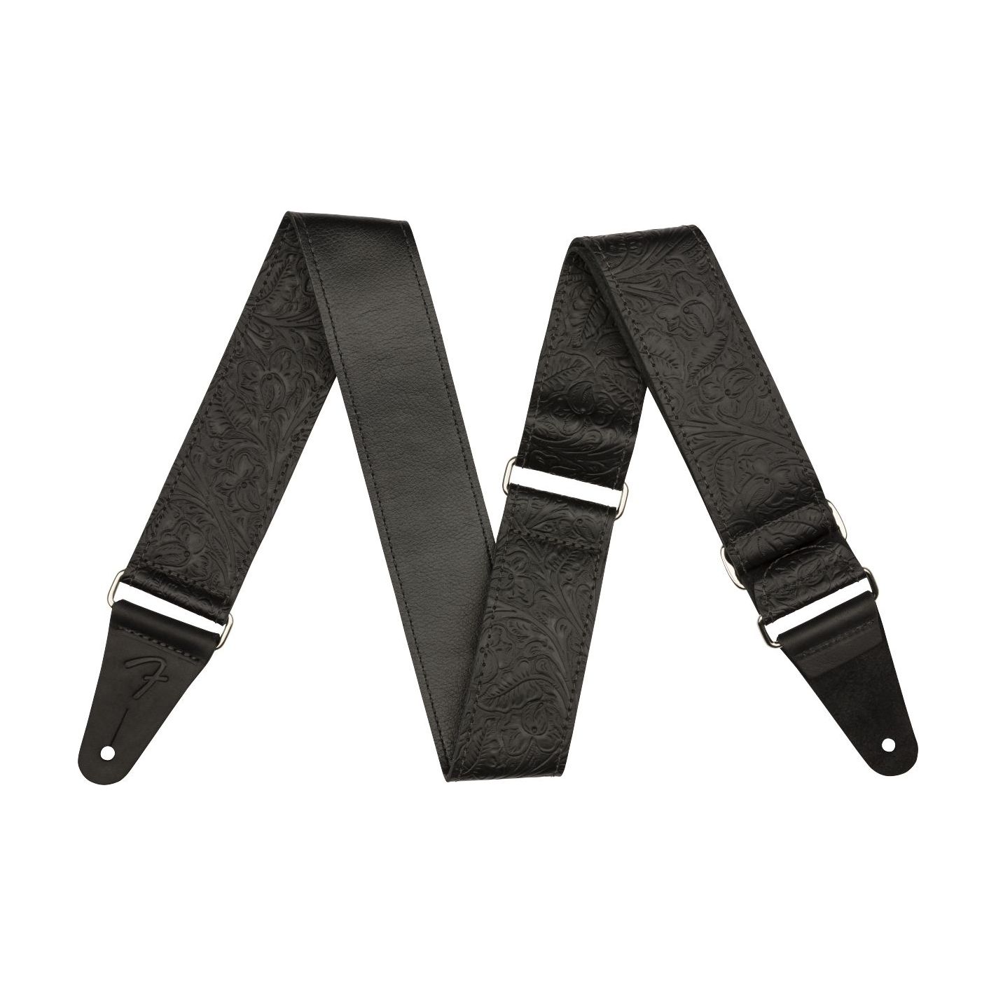 FENDER TOOLED LEATHER GUITAR STRAP 2 BLACK