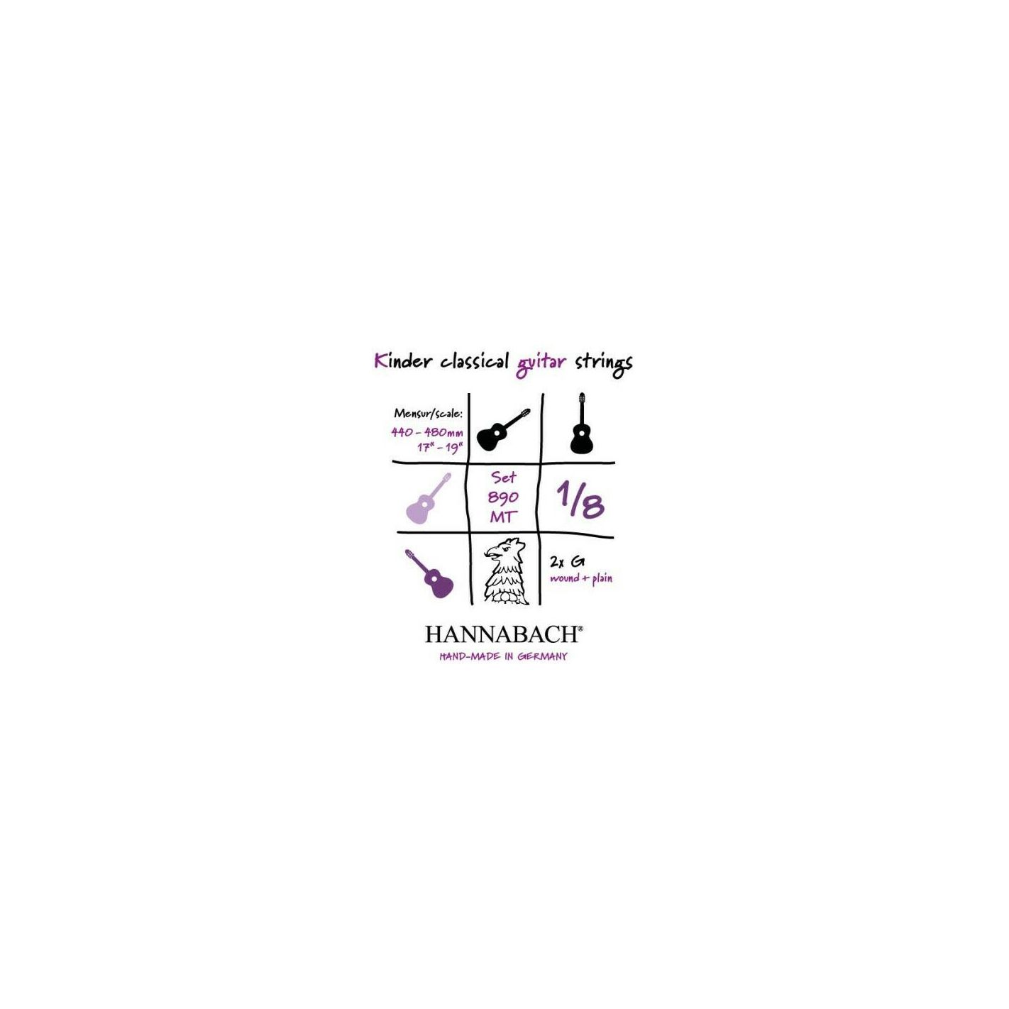 HANNABACH SET 890 MT KINDER CLASSICAL GUITAR STRINGS 440-480MM
