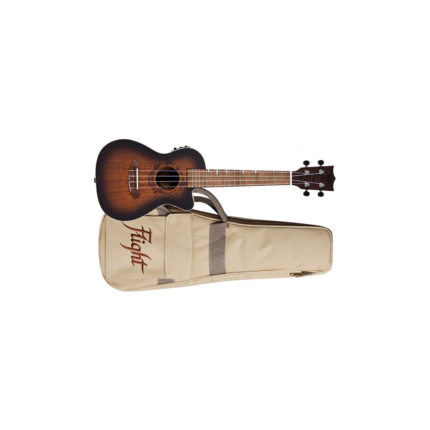 FLIGHT UKELELE CONCERT DUC-380CEQ GEMSTONE ELECTROACUSTICO AMBER