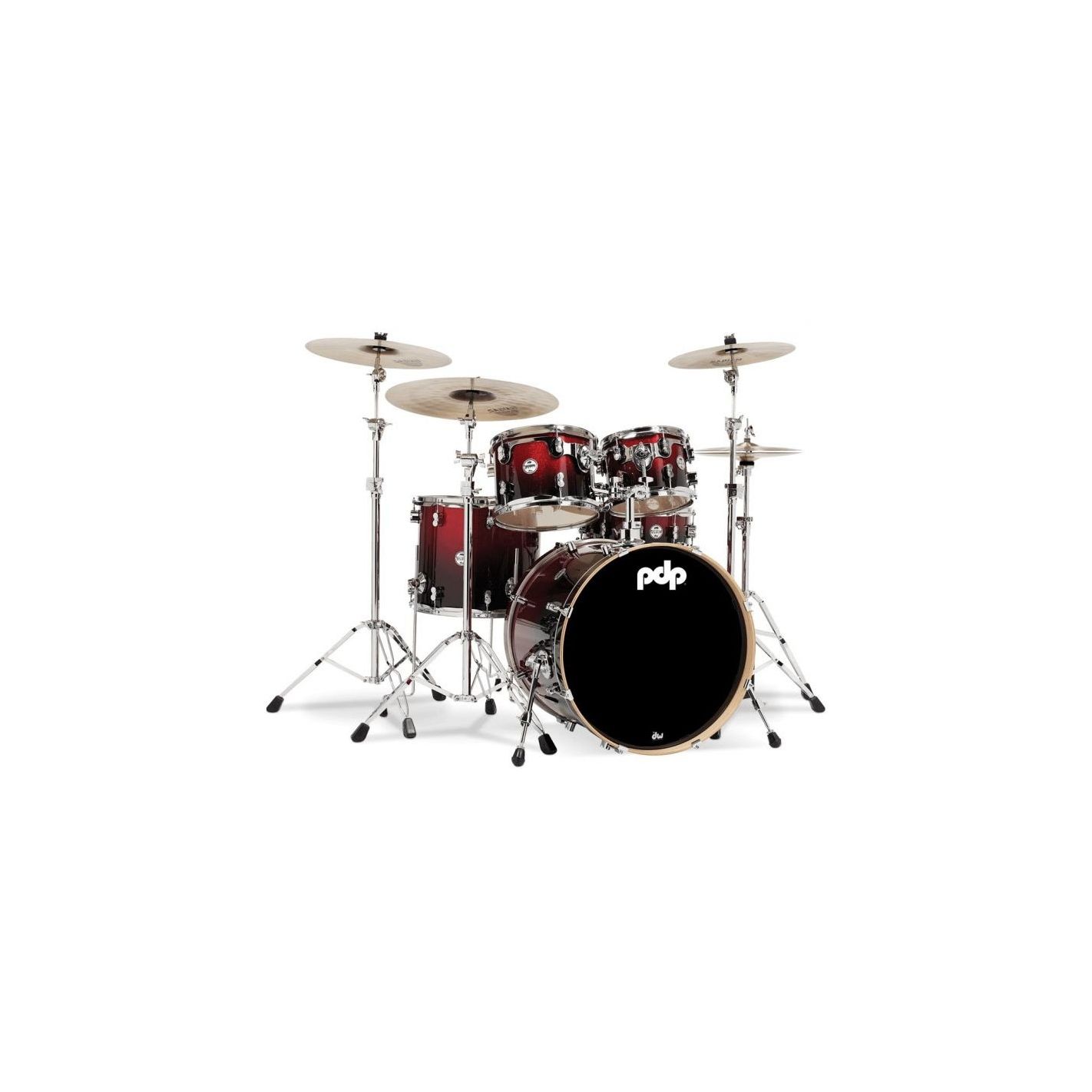 PDP SHELLSET CONCEPT MAPLE 5-PIECE KIT RED TO BLACK SPARKLE