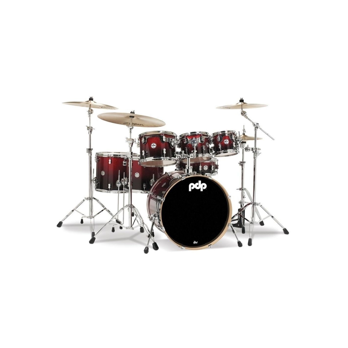 PDP SHELLSET CONCEPT MAPLE 7-PIECE KIT RED TO BLACK SPARKLE